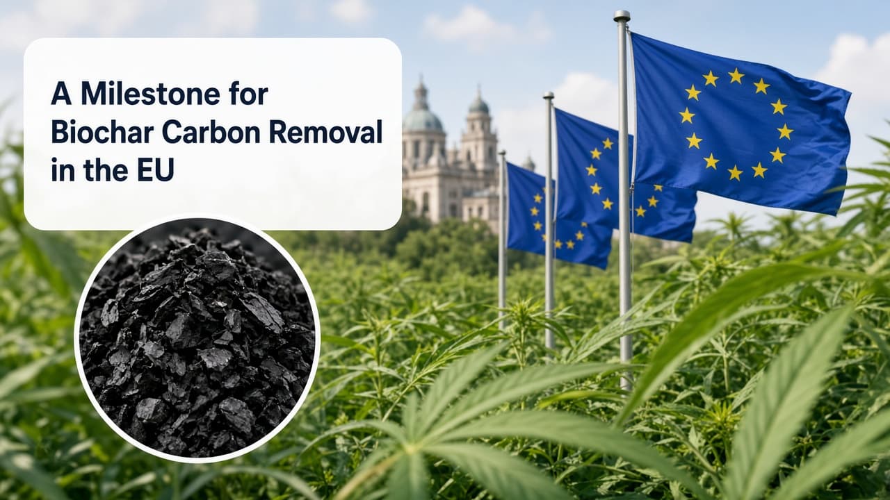 EU flags, biochar, and industrial hemp — a milestone for biochar carbon removal in the EU